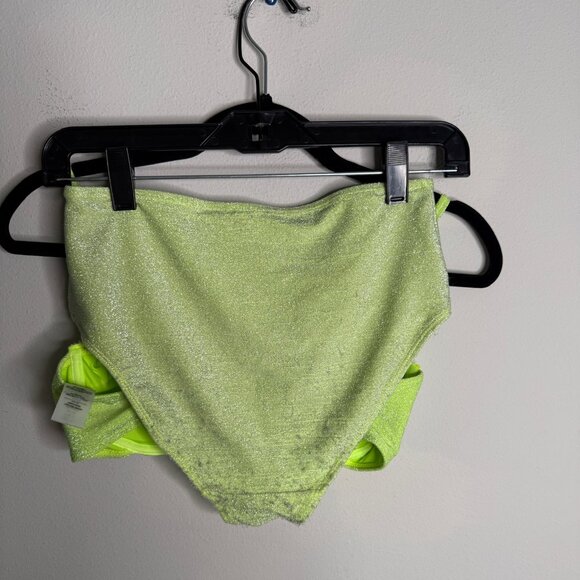 Good American NWT Women's Size 1 Electric‎ Lime Sparkle Demi Cup Bikini Set - Picture 3 of 6